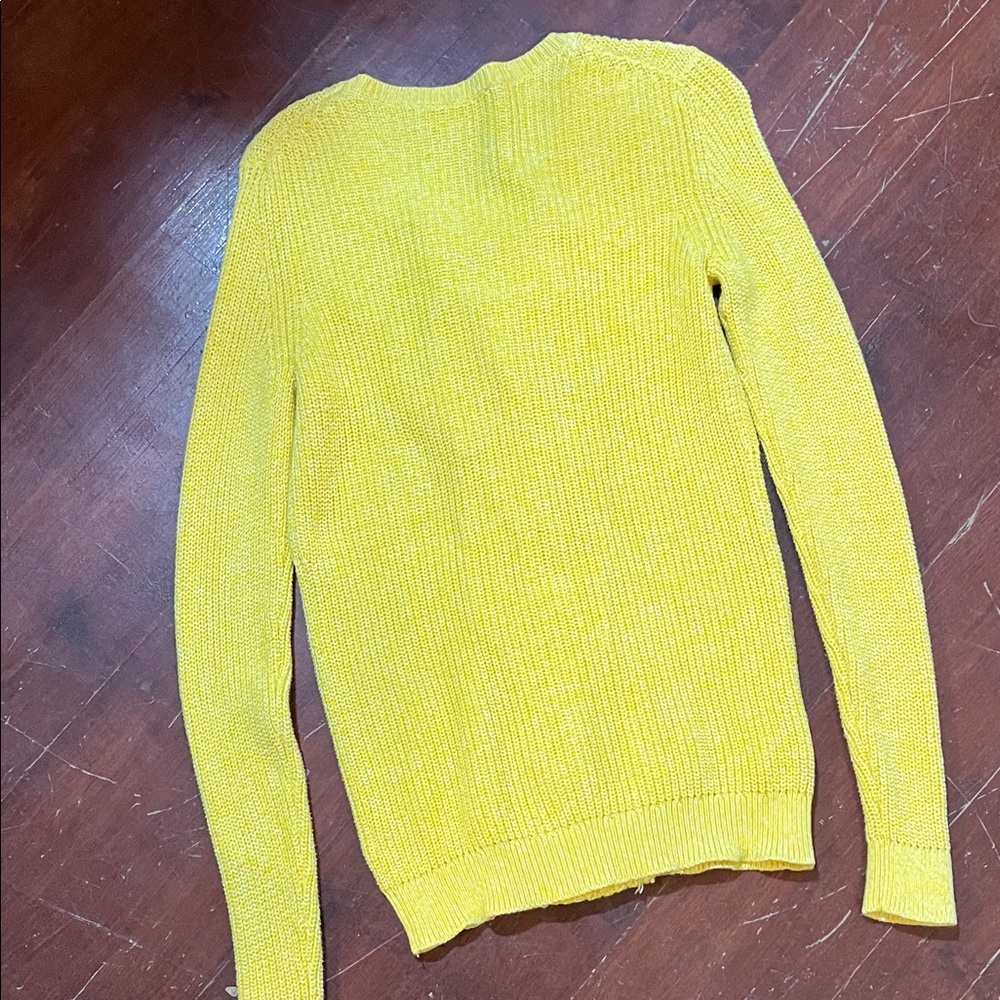 🌻3/$15🌻 Talbots Bright Yellow Cable-Front Crewneck Sweater - Picture 5 of 7